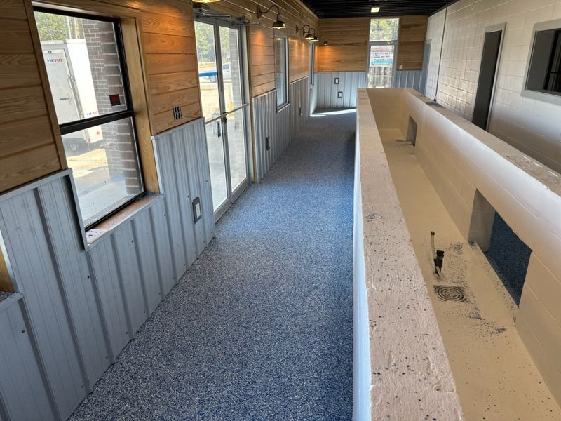 Blue flake hallway